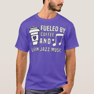koffie en jazzmuziek op latijn t-shirt