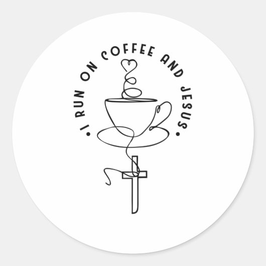 Koffie en Jesus Lovers Christelijk Cross Ronde Sticker (Voorkant)