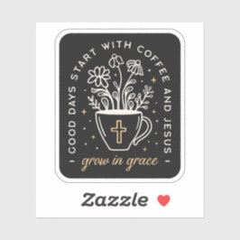 Koffie en Jezus citeert donkere academische esthet Sticker