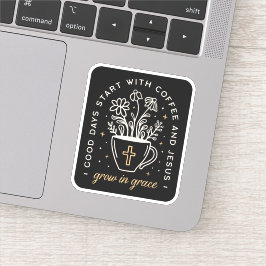 Koffie en Jezus citeert donkere academische esthet Sticker