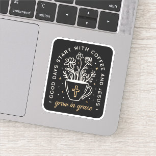 Koffie en Jezus citeert donkere academische esthet Sticker