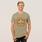 Koffie en Jezus Tri-Blend Shirt (Voorkant volledig)