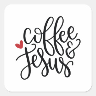 Koffie en Jezus Vierkante Sticker