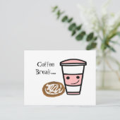 Koffie en kaneelbroodje briefkaart (Staand voorkant)