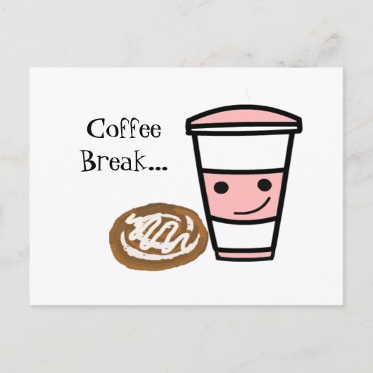 Koffie en kaneelbroodje briefkaart (Voorkant)