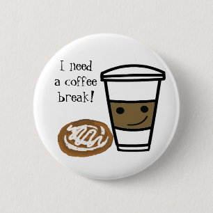 Koffie en kaneelbroodje ronde button 5,7 cm