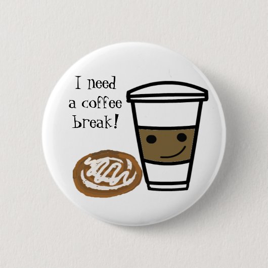 Koffie en kaneelbroodje ronde button 5,7 cm (Voorkant)