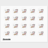 Koffie en kaneelbroodje ronde sticker (Vel)