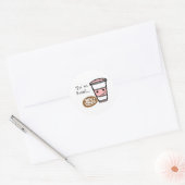Koffie en kaneelbroodje ronde sticker (Envelop)