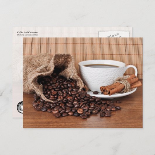 Koffie en kaneelteken briefkaart (Voorkant / Achterkant)