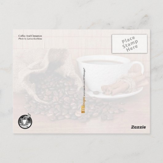 Koffie en kaneelteken briefkaart (Achterkant)