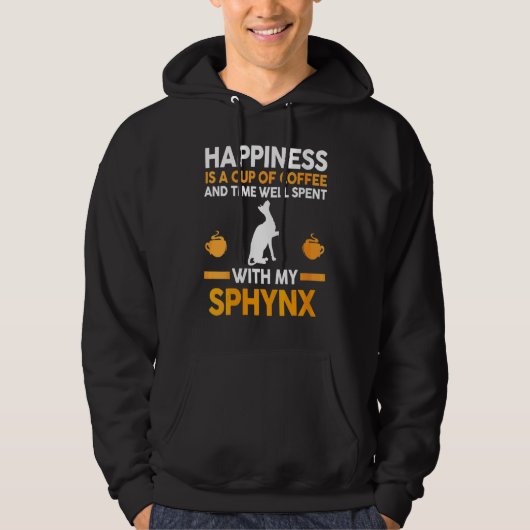 Koffie En Kat Sphynx Hoodie (Voorkant)