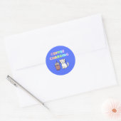 Koffie en kat voor koffie ronde sticker (Envelop)