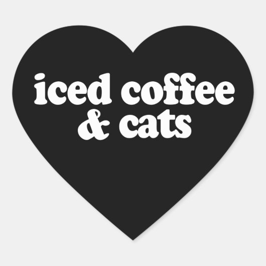 Koffie en katten hart sticker (Voorkant)