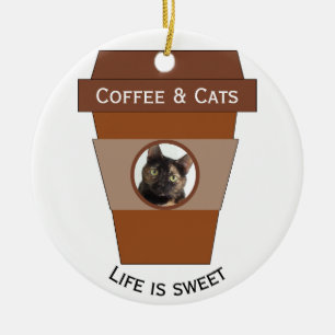 koffie en katten - Het leven is lekker Keramisch Ornament