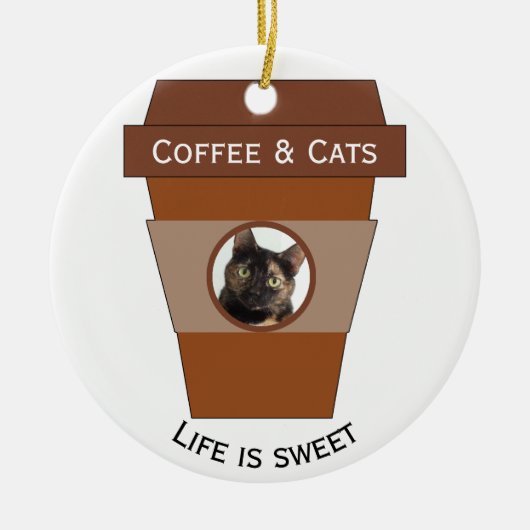  koffie en katten - Het leven is lekker Keramisch Ornament (Voorkant)