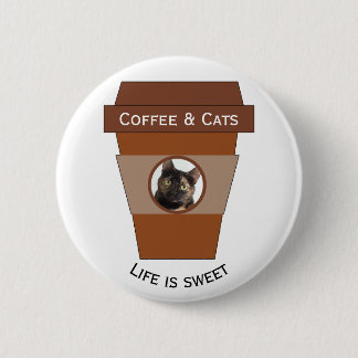  koffie en katten - Het leven is lekker Ronde Button 5,7 Cm