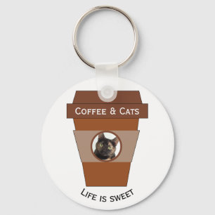 koffie en katten - Het leven is lekker Sleutelhanger