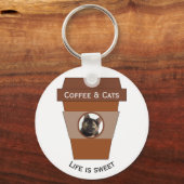 koffie en katten - Het leven is lekker Sleutelhanger (Voorkant)