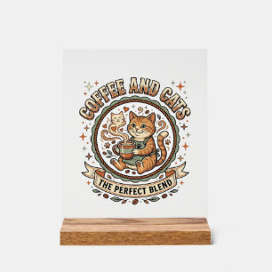 Koffie En Katten Kat Koffie Vintage Vector Kunst T Acryl Bord
