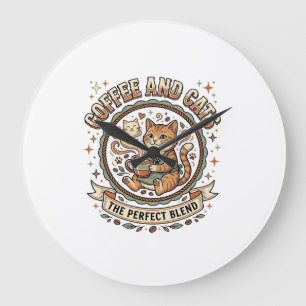 Koffie En Katten Kat Koffie Vintage Vector Kunst T Grote Klok