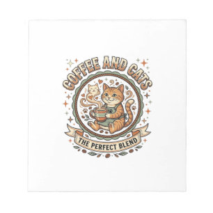 Koffie En Katten Kat Koffie Vintage Vector Kunst T Notitieblok