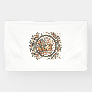 Koffie En Katten Kat Koffie Vintage Vector Kunst T Spandoek