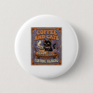 Koffie En Katten Kat Thee Bladeren Koffie Geluks L Ronde Button 5,7 Cm