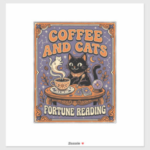 Koffie En Katten Kat Thee Bladeren Koffie Geluks L Sticker