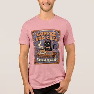 Koffie En Katten Kat Thee Bladeren Koffie Geluks L Tri-Blend Shirt