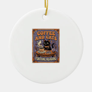 Koffie en katten kat theebladeren koffie geluksvoo keramisch ornament