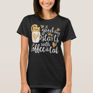 Koffie en katten Kleding voor Mannen Vrouwen Kat L T-shirt