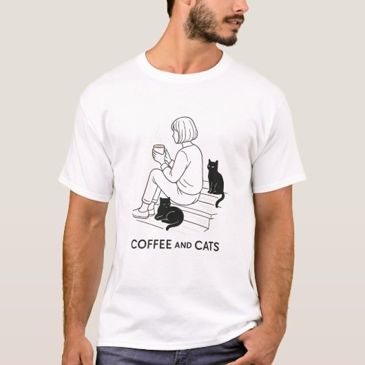 Koffie en Katten T-shirt (Voorkant)