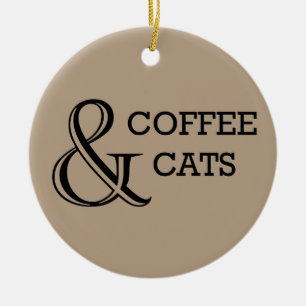 Koffie- en kattenversiering keramisch ornament