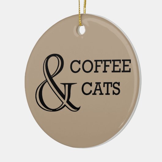 Koffie- en kattenversiering keramisch ornament (Links)