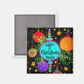 Koffie en kerst Muziek Feestelijke Ornamenten Magneet (Voorkant / Achterkant)