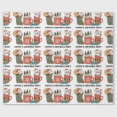 Koffie en kerstgeest cadeaupapier (Vlak)