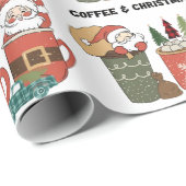 Koffie en kerstgeest cadeaupapier (Rol Hoek)