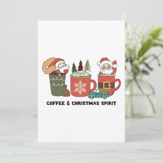 Koffie en kerstgeest kaart (Staand voorkant)