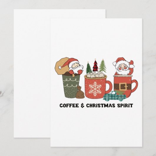 Koffie en kerstgeest kaart (Voorkant / Achterkant)