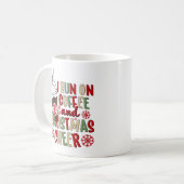 Koffie en Kerstmis Cheer Retro Groovy Kerstmis Koffiemok (Voorkant links)