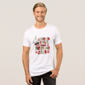 Koffie en Kerstmis Cheer Retro Groovy Kerstmis Tri-Blend Shirt (Voorkant volledig)