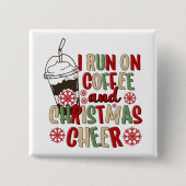 Koffie en Kerstmis Cheer Retro Groovy Kerstmis Vierkante Button 5,1 Cm (Voorkant)