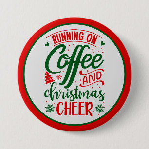 Koffie en kerstmis ronde button 7,6 cm
