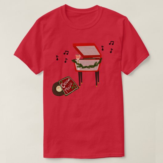 Koffie en kerstmuziek t-shirt (Design voorkant)