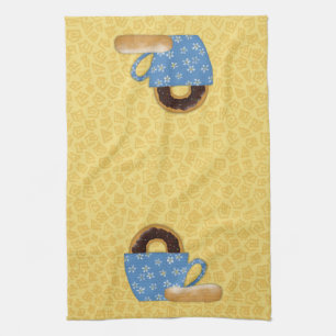 Koffie en keukenhanddoek voor donuts