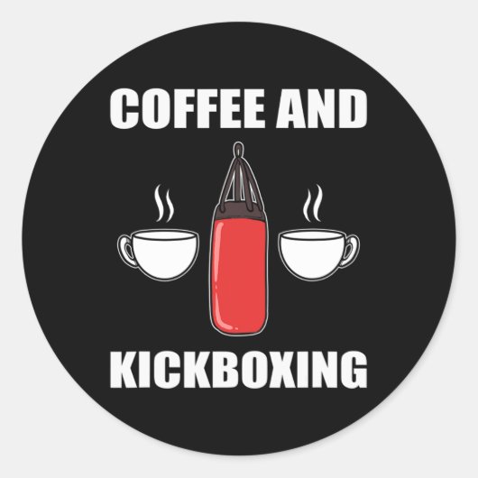 Koffie en kickboksen  ronde sticker (Voorkant)