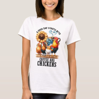 Koffie en kippen t-shirt