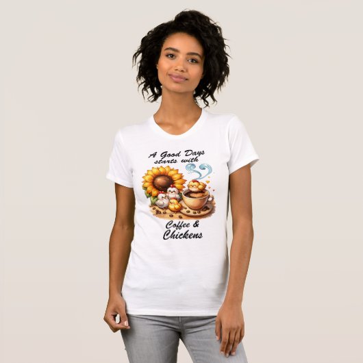 Koffie en kippen t-shirt (Voorkant volledig)