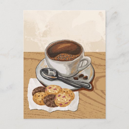 Koffie en koekjes  briefkaart (Voorkant)